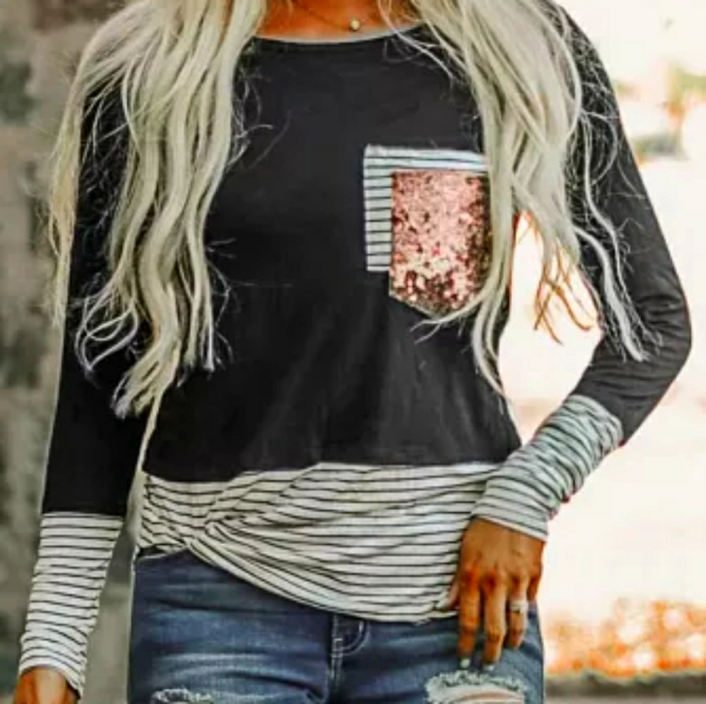 Women's Glitter Pocket Top
